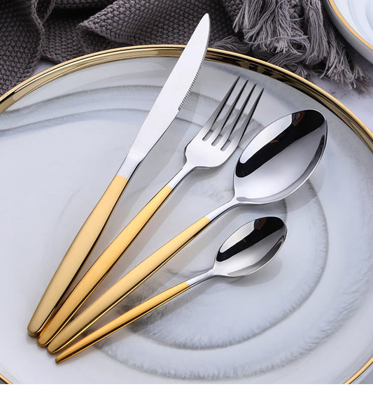Two tone stainless steel flatware