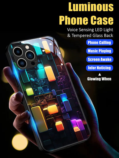 LED Glowing Luminous Tempered Glass Phone Case